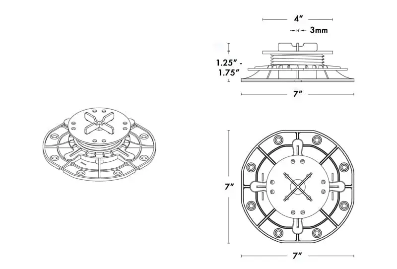 SD-S 1.25" - 2" Adjustable Pedestal - Image 2