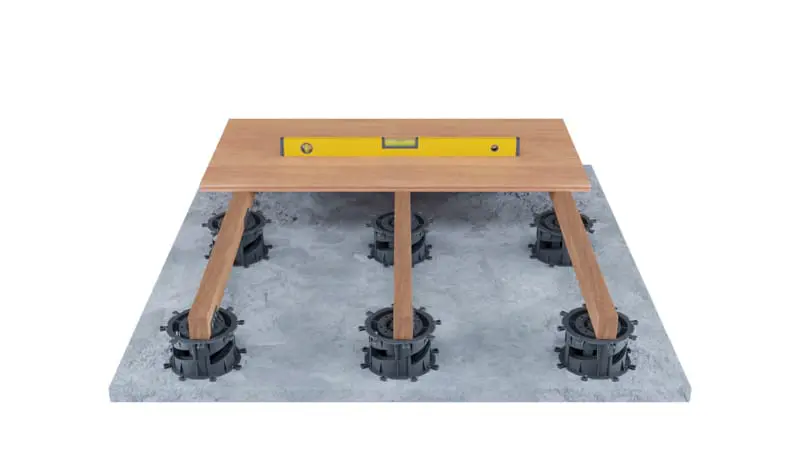 Spiral Series Pedestal on Deck Joists Scene