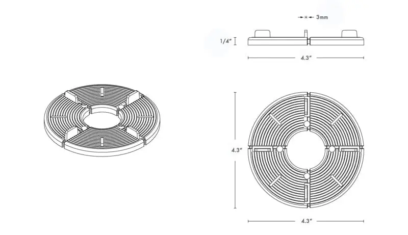 1/4" Stackable Rubber Pedestal SD-00 Dimension Drawing