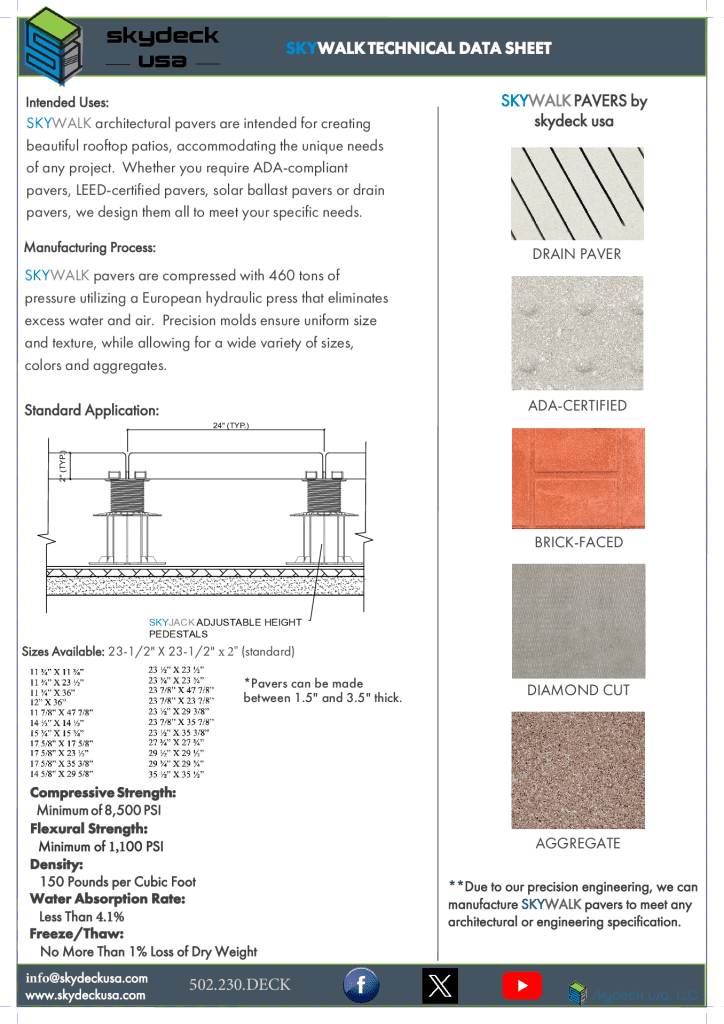 SkyWalk Concrete Paver Technical Data Sheet