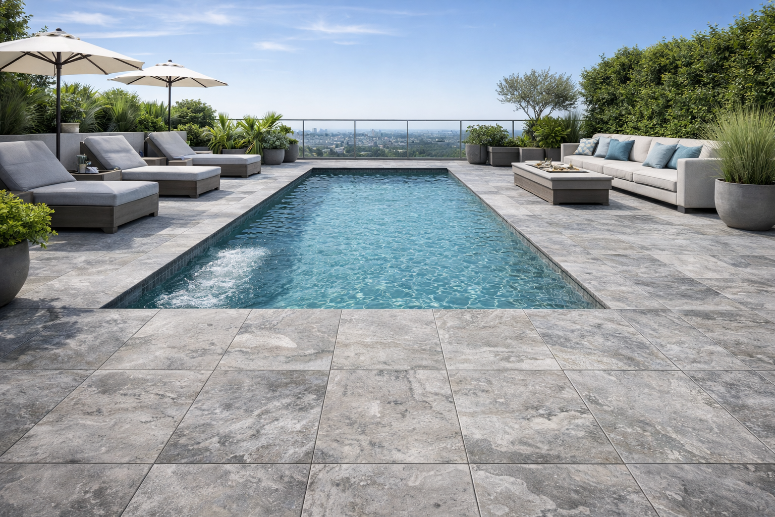 Travertine Andes Silver 2cm Porcelain Paver by Skydeck USA