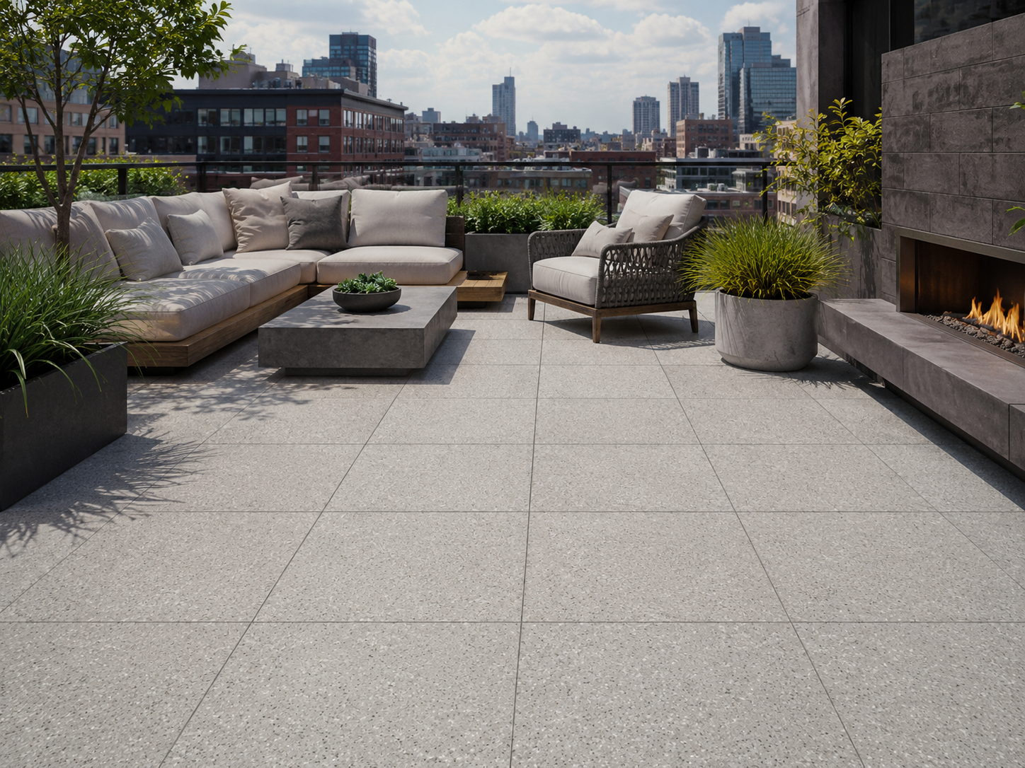 Terrazzo Gray Black 2cm Porcelain Paver - Terrazzo Series by Skydeck USA