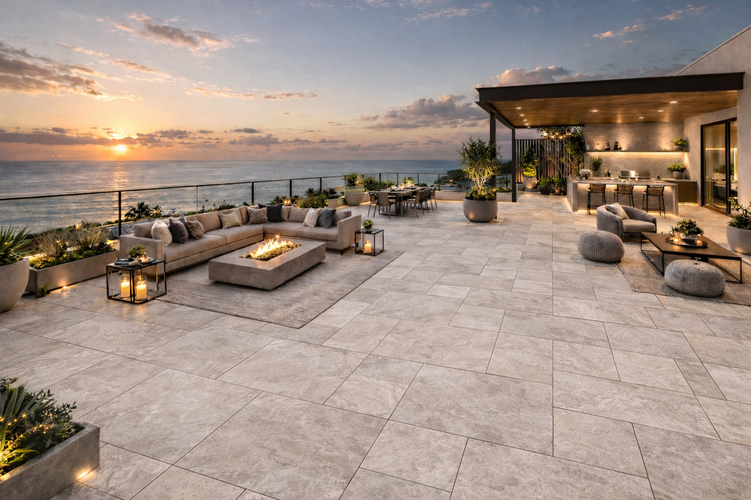 Travertine Shell 2cm Porcelain Pavers - Earth Series by Skydeck USA
