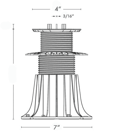SkyJack SD-XL 6" - 13.75" Adjustable Pedestal for Roof Pavers and Tiles Dimension Drawing